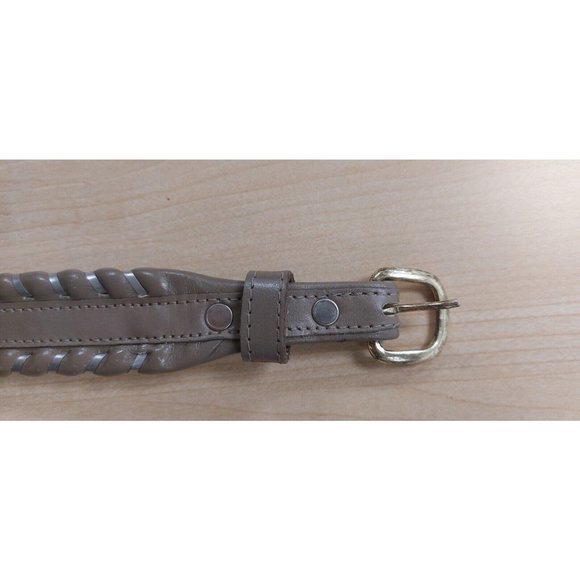 VTG Justin Taupe Western Belt with Silver Whipstitch 3055F - Size 30 Made in USA - Picture 5 of 9